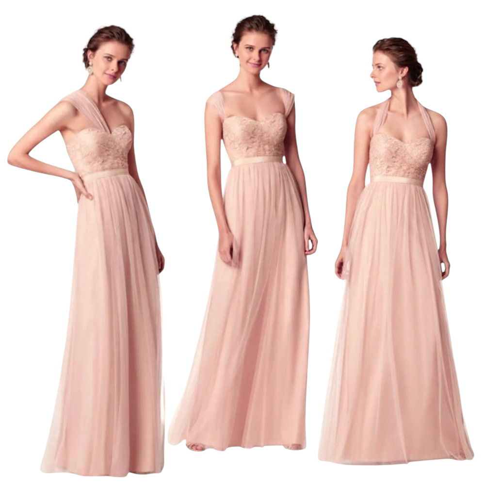 BHLDN Jenny Yoo Juliette Gown sz 8 Pink ALine 6 Way Convertible Bridesmaid Dress